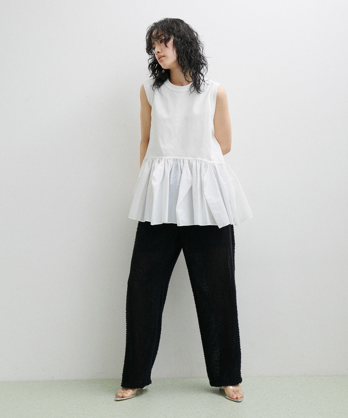 【アダムエロペ】RENUタフタティアードTEE　裾ティアードフリル　裾バルーン ADAM ET ROPE'（アダムエロペ）の「RENUタフタティアードTEE（T