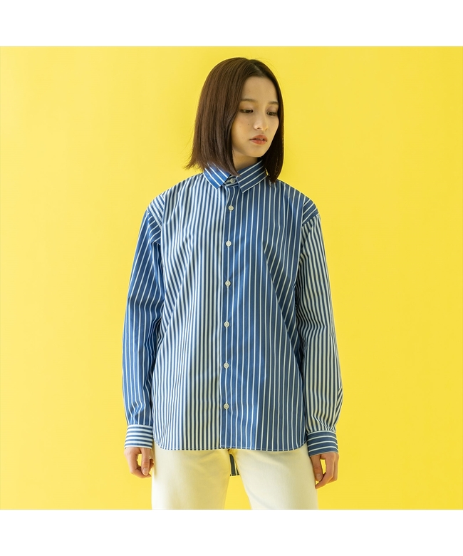 春のコレクション セール】クレイジーパターン リラックスワイドヨークシャツ トップス