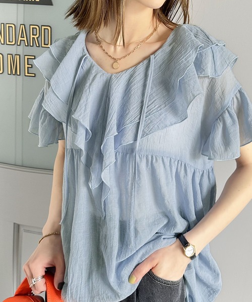 クーポン】【セール30%OFF】ふわり揺れるラッフルカラー 2wayフリル