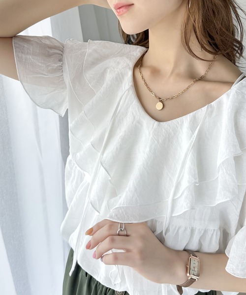 クーポン】【セール30%OFF】ふわり揺れるラッフルカラー 2wayフリル