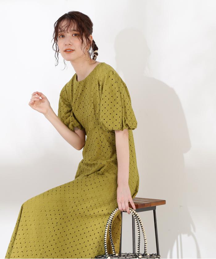 セール】コットン刺繍レースワンピース《S Size Line セール】コットン刺繍レースワンピース《S Size Line