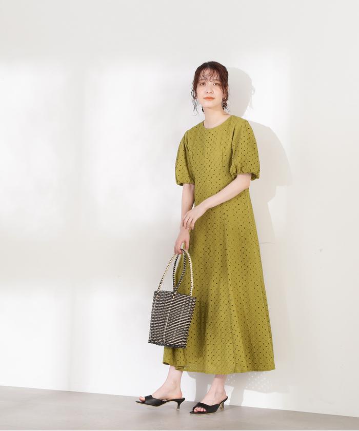 英国インポート♡イタリア製 小花柄×レース ノースリーブコットンワンピース ミモレ丈 ノースリーブ 小花柄[品番：AIKW0009561]｜ica（アイカ