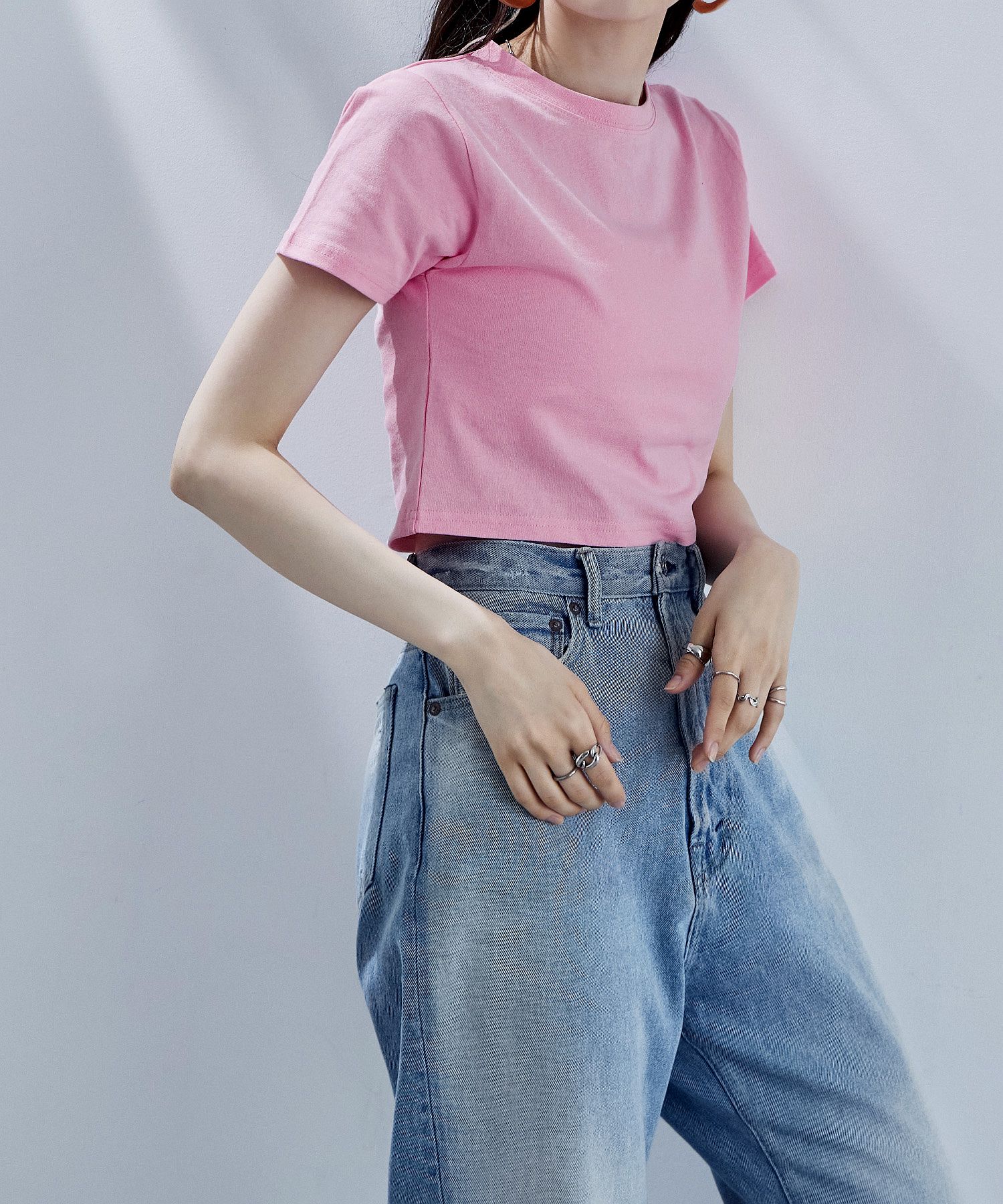 etoll. エトル カラークロップドハーフT トップス Tシャツ 半袖