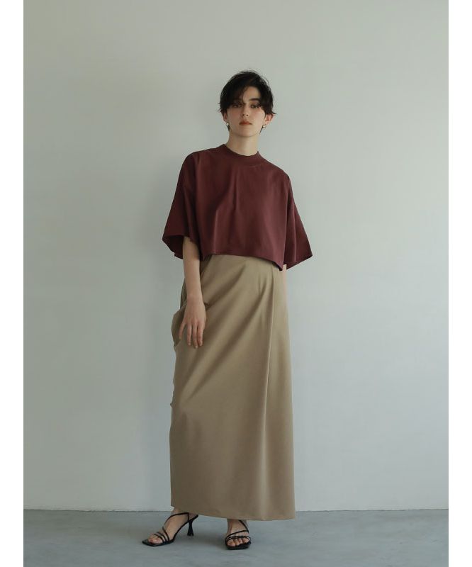 極美品✨エトレ クロップドモックネックTシャツ 洗える ワイド ホワイト 白 極美品✨エトレ クロップドモックネックTシャツ 洗える ワイド