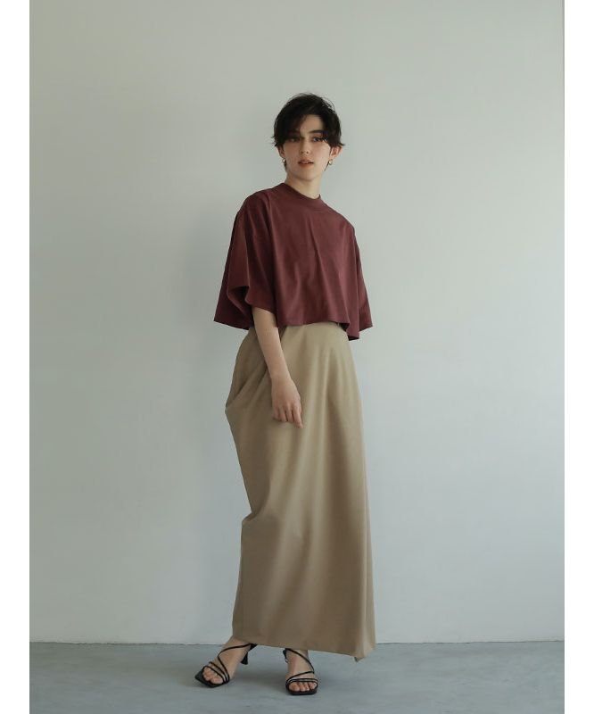 極美品✨エトレ クロップドモックネックTシャツ 洗える ワイド ホワイト 白 極美品✨エトレ クロップドモックネックTシャツ 洗える ワイド