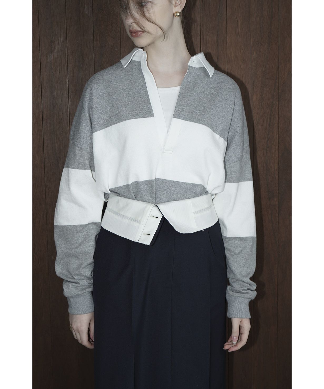 トップス CLANE  DEEP NECK WIDE RUGBY SHIRT セール】DEEP NECK WIDE RUGBY SHIRT(505394600) | クラネ(CLANE