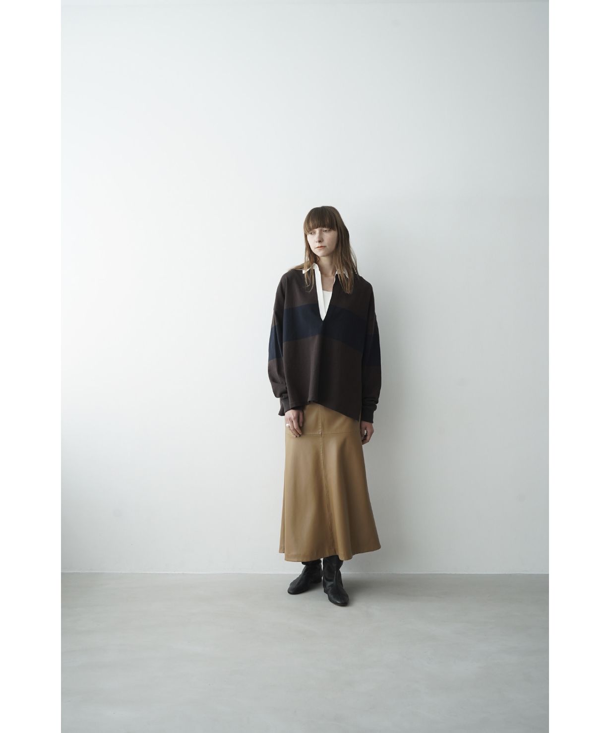 トップス CLANE  DEEP NECK WIDE RUGBY SHIRT CLANE / クラネ】DEEP NECK WIDE RUGBY SHIRT（Tシャツ