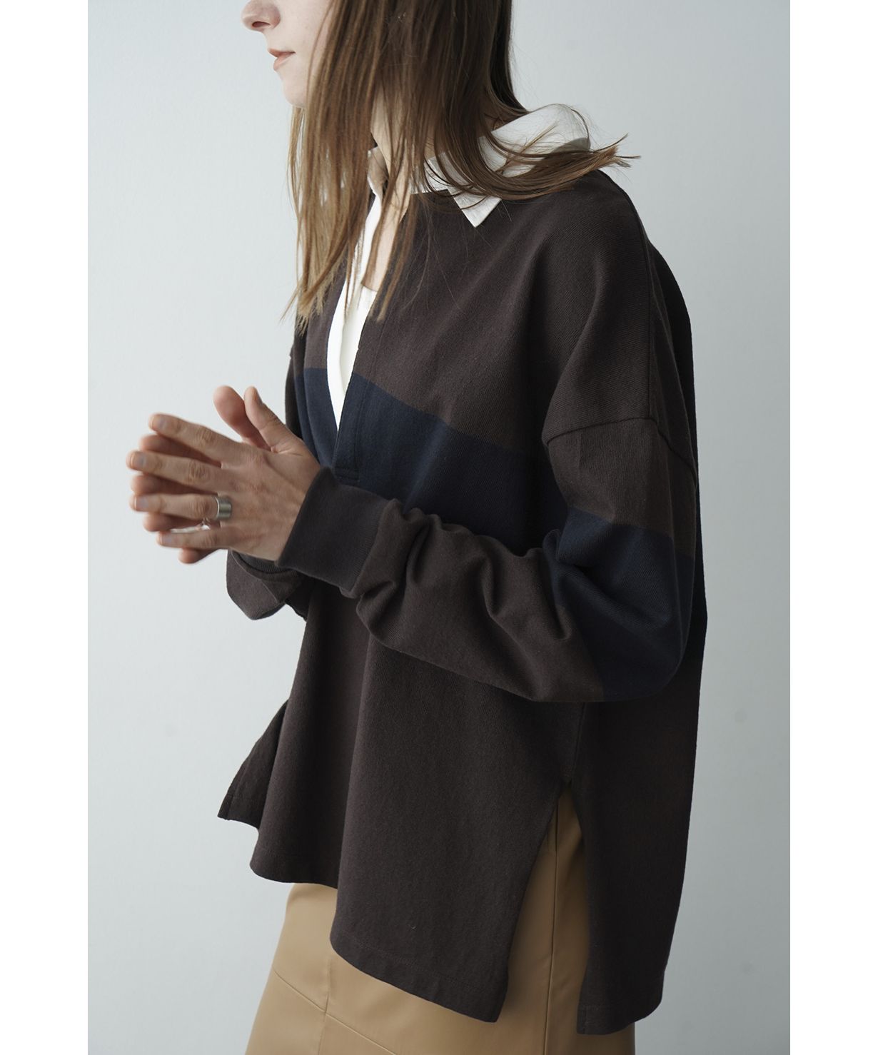 トップス clane DEEP NECK WIDE RUGBY SHIRT セール】DEEP NECK WIDE RUGBY SHIRT(505394600) | クラネ(CLANE