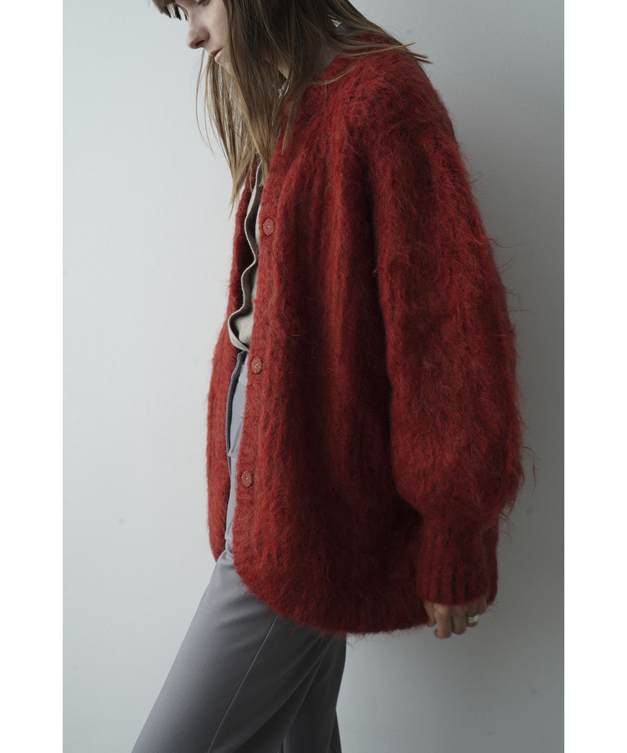 交換無料！ COLOR MOHAIR SHAGGY CARDIGAN ピンク カーディガン - トップス