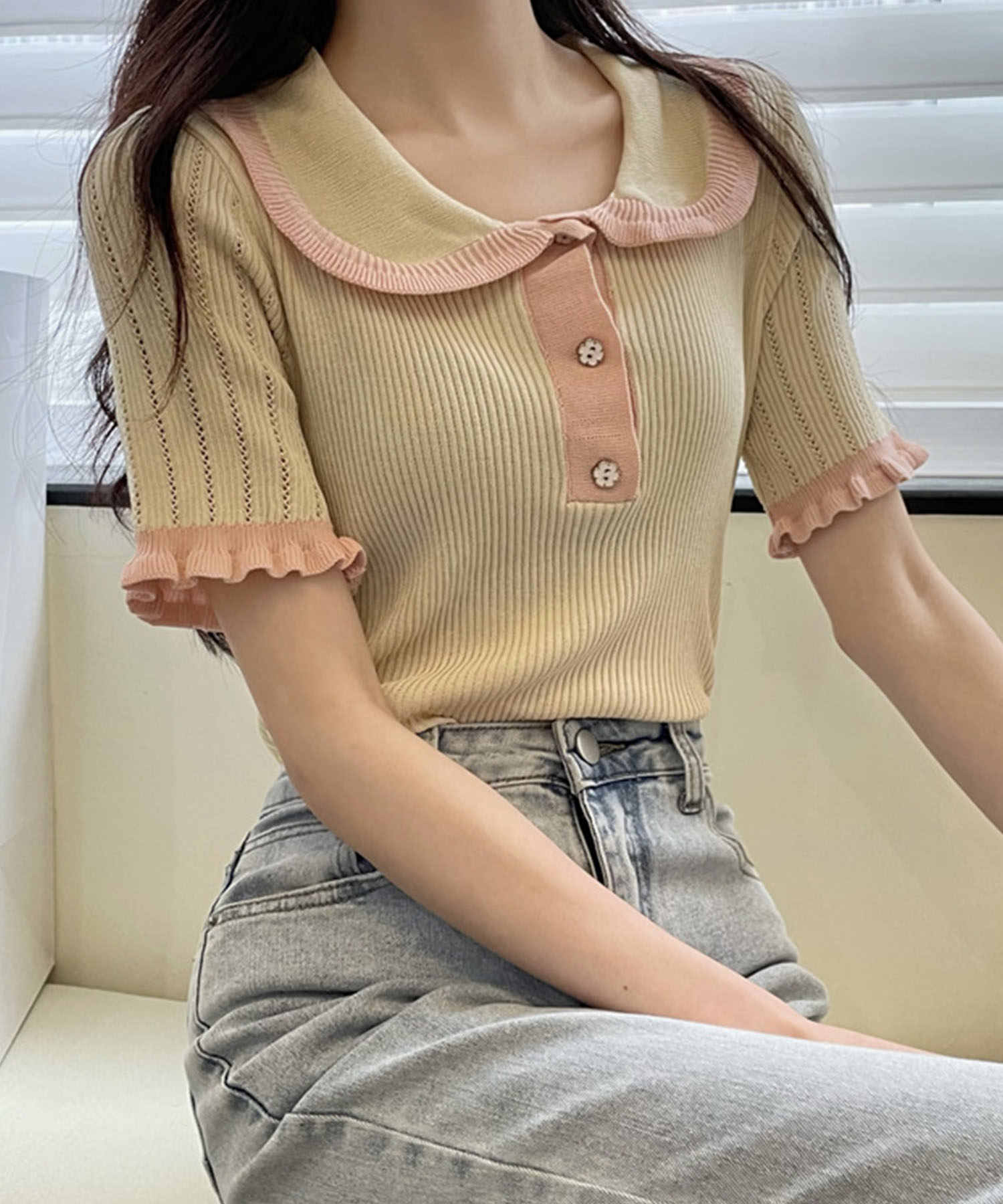 玄関先渡し 【未使用タグ付き】ALFREDO☆長袖コットンサマーニット 白