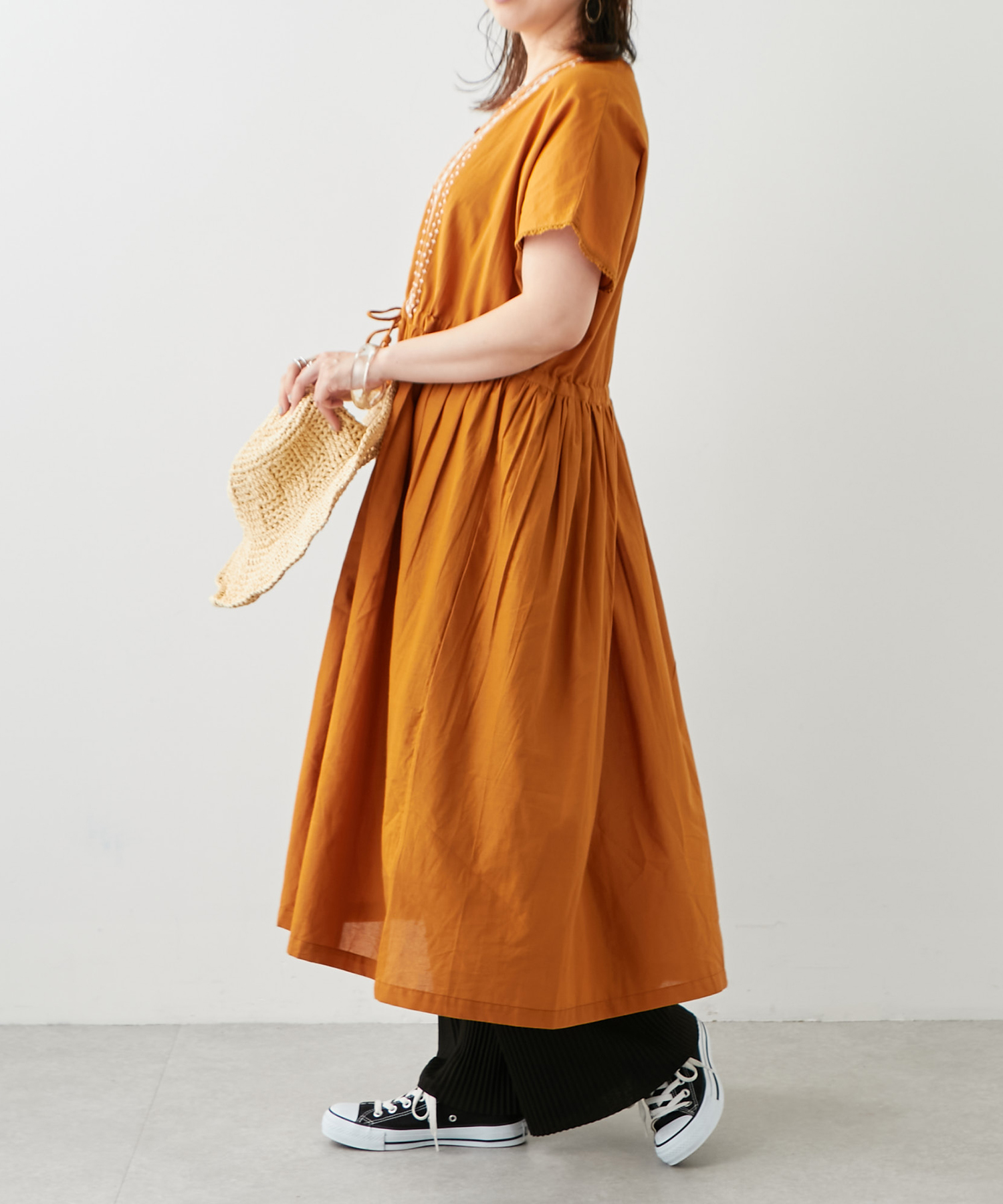 【美品】SOULEIADO インド綿100％ コットンノースリーブワンピース 美品】SOULEIADO インド綿100％ コットンノースリーブワンピース