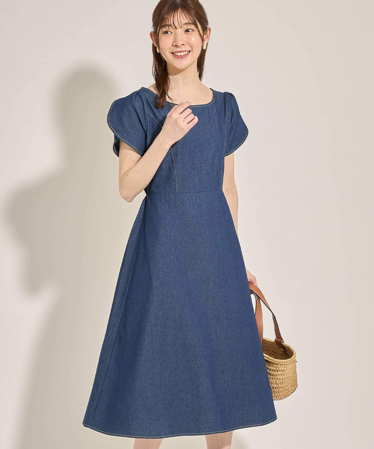 希少　BRANDNEWOLD デニムチュニック　デニムワンピース　フレアスリーブ セール 50%OFF】トッコクローゼット tocco closet 後ろリボン