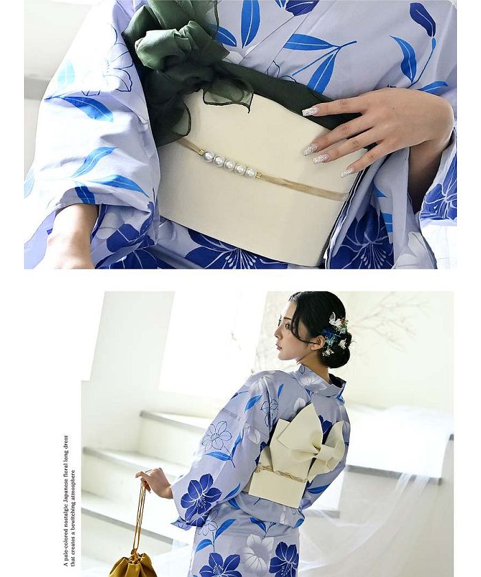 浴衣 浴衣 ブルー 百合 綺麗 レディース 青 キャバクラ 可愛い