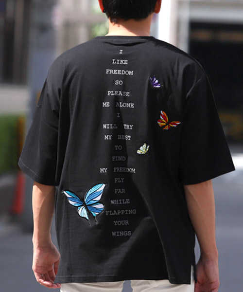 メンズ 総柄シャツ ビッグシルエット バタフライ N00120 メンズ 総柄シャツ ビッグシルエット バタフライ N00120 (シャツ