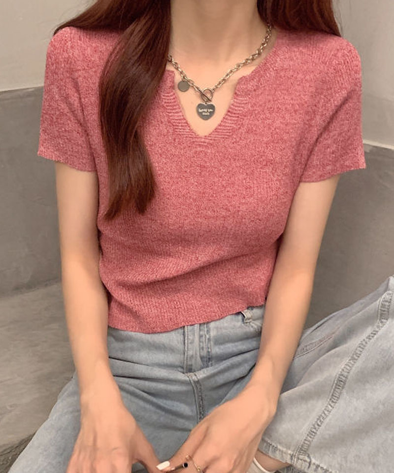 other - サワー ニット カットソー 七分袖 シアー カシミア シルク混 1 S ピンク other - サワー ニット カットソー 七分袖 シアー カシミア