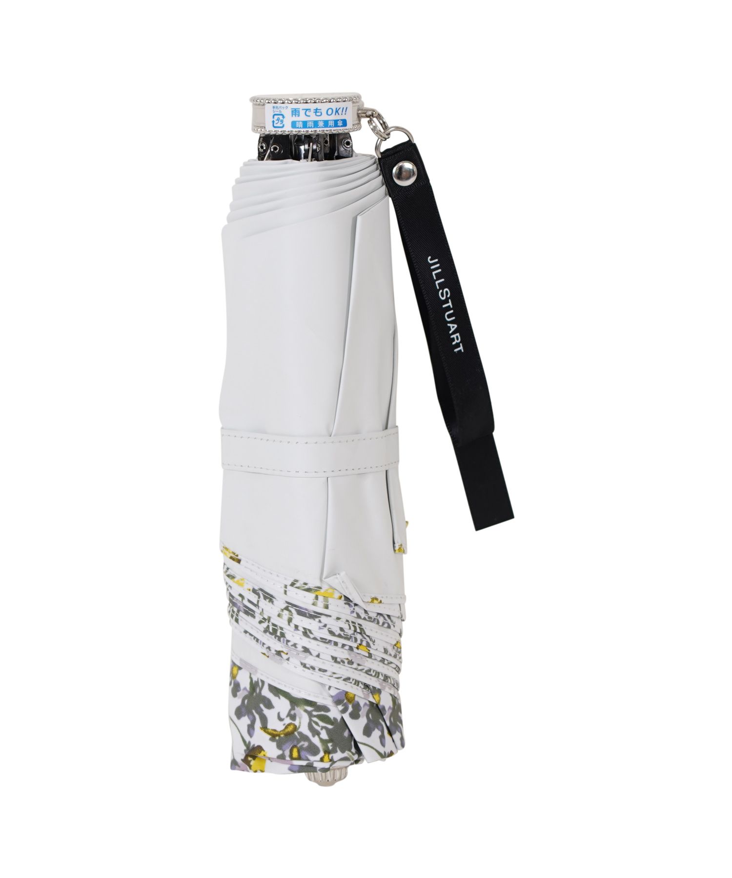 新品JILL STUART 折りたたみ日傘 ブラック/ホワイト　ジルスチュアート JILL STUART（ジル スチュアート）】 バイカラー柄 晴雨兼用傘