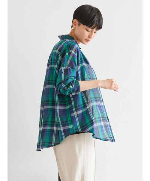 Drawer - 美品　アトランティックアスコリ　ブロックチェックプチフリルシャツ　S コットン SHIPS別注】Errico Formicola: コットンフランネル チェック