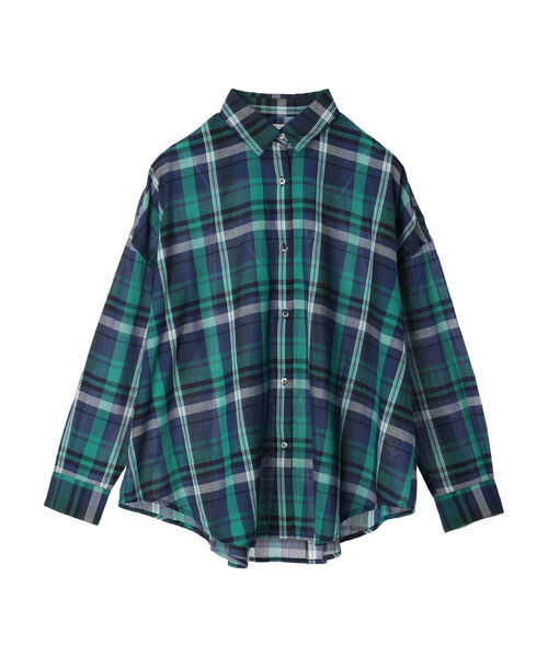 美品 45R インドコットンマドラスシャツ 3 緑チェック セール】アメリカンホリック AMERICAN HOLIC インドコットン