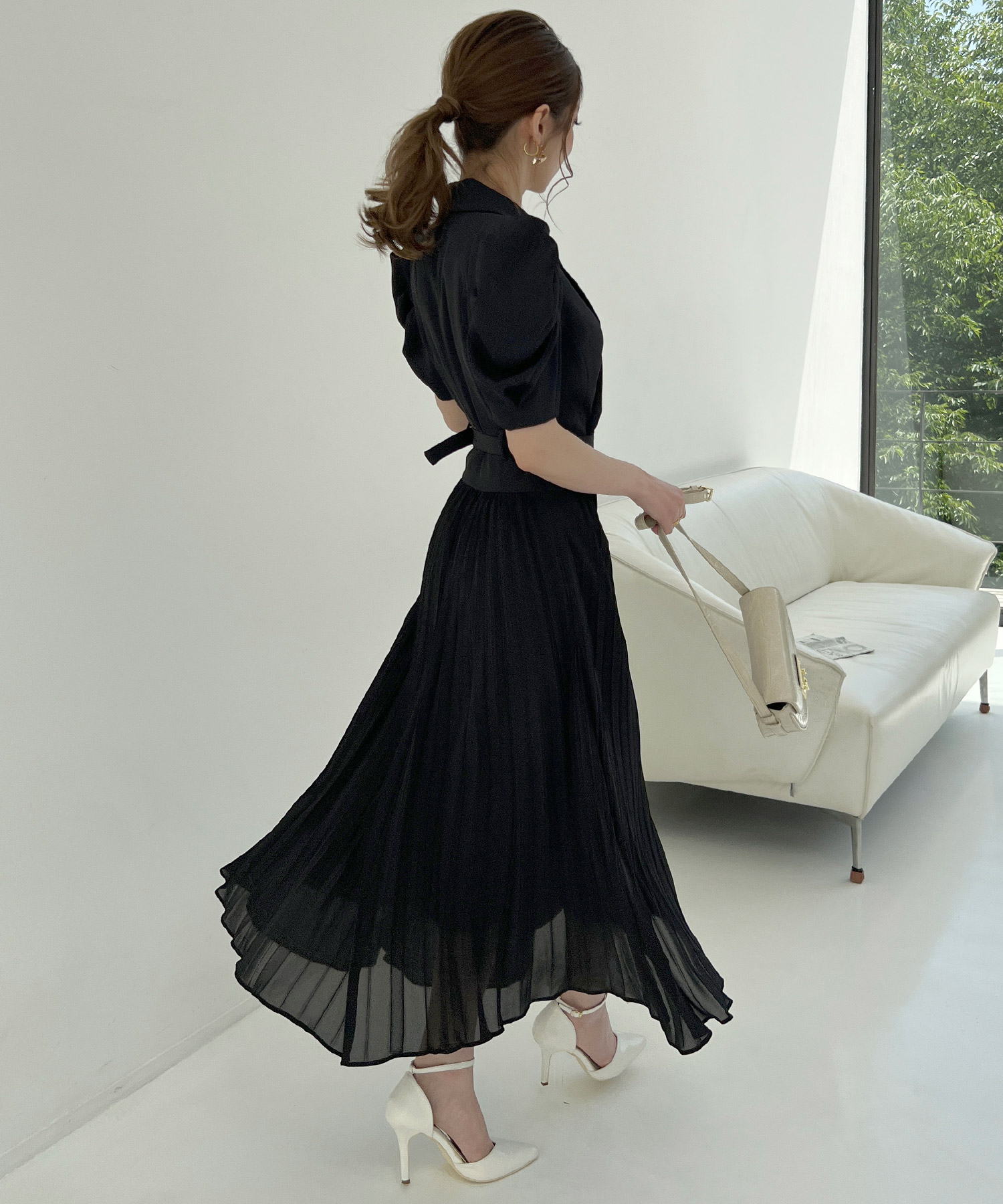 美品✨ロイヤルパーティー プリーツ半袖ジャケットロング