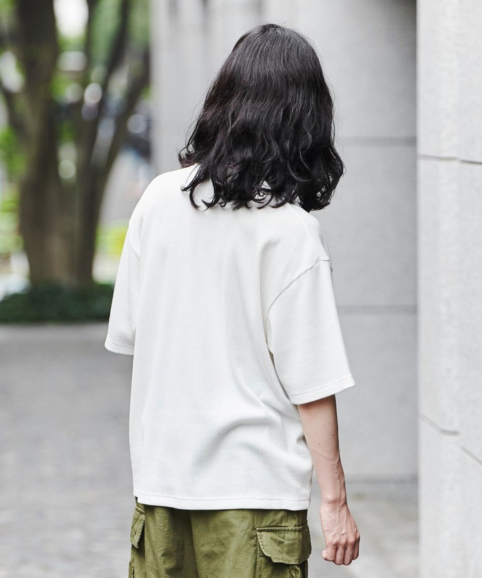 セール】オーバーサイズワッフルヘンリーネックTシャツ(505398922