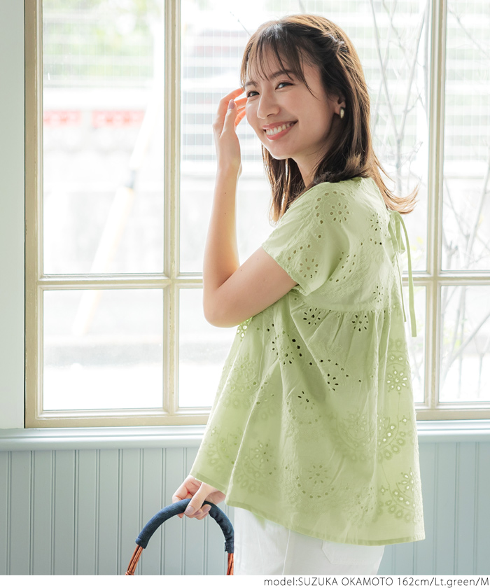 美品♪ インディアインダストリー カットワーク刺繍 インド綿 オーバーブラウス Aletta vita ブラウス カットワークレース 刺繍 フラワー 花