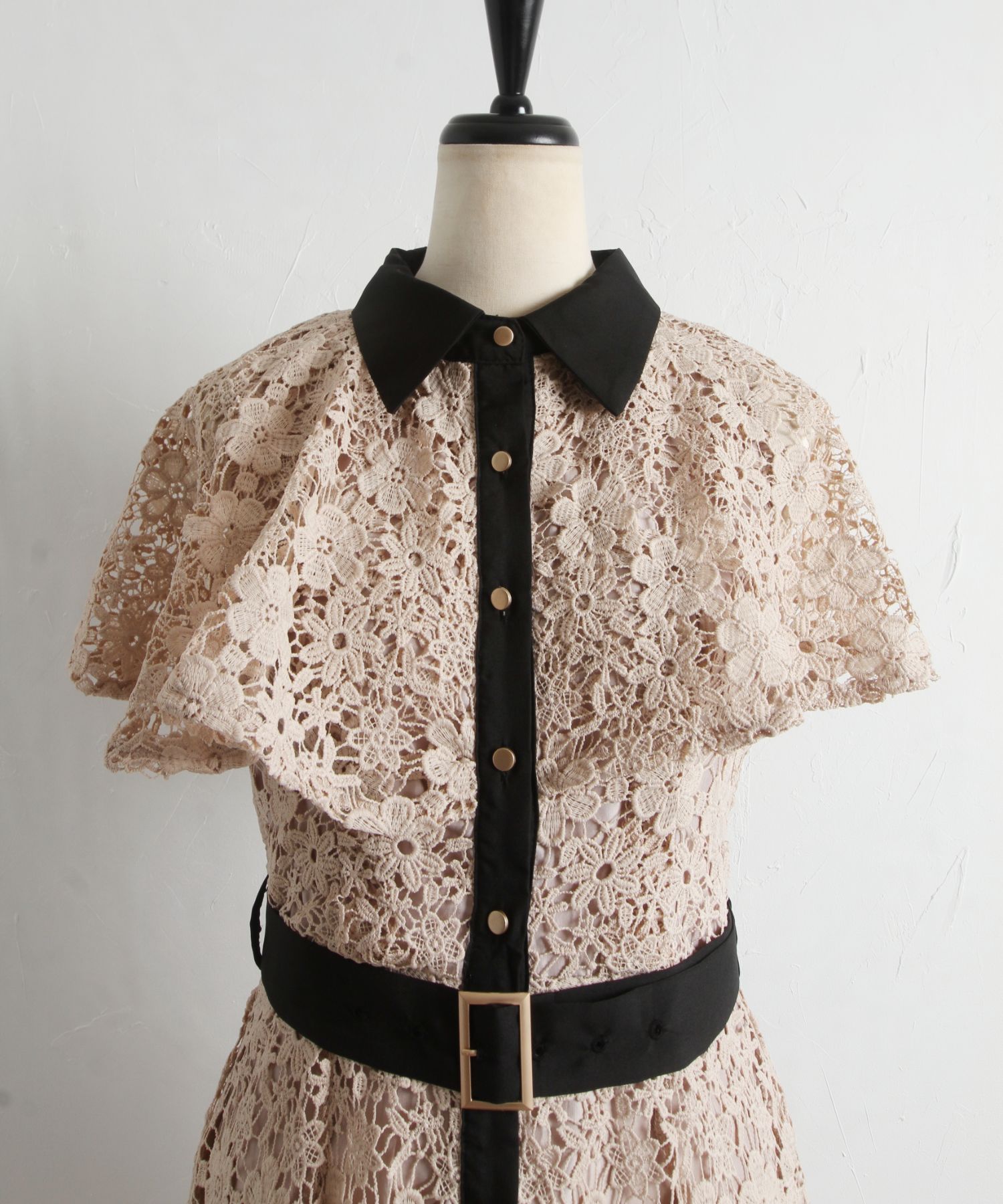 トッコクローゼット tocco closet ベルト付き配色ケープライク