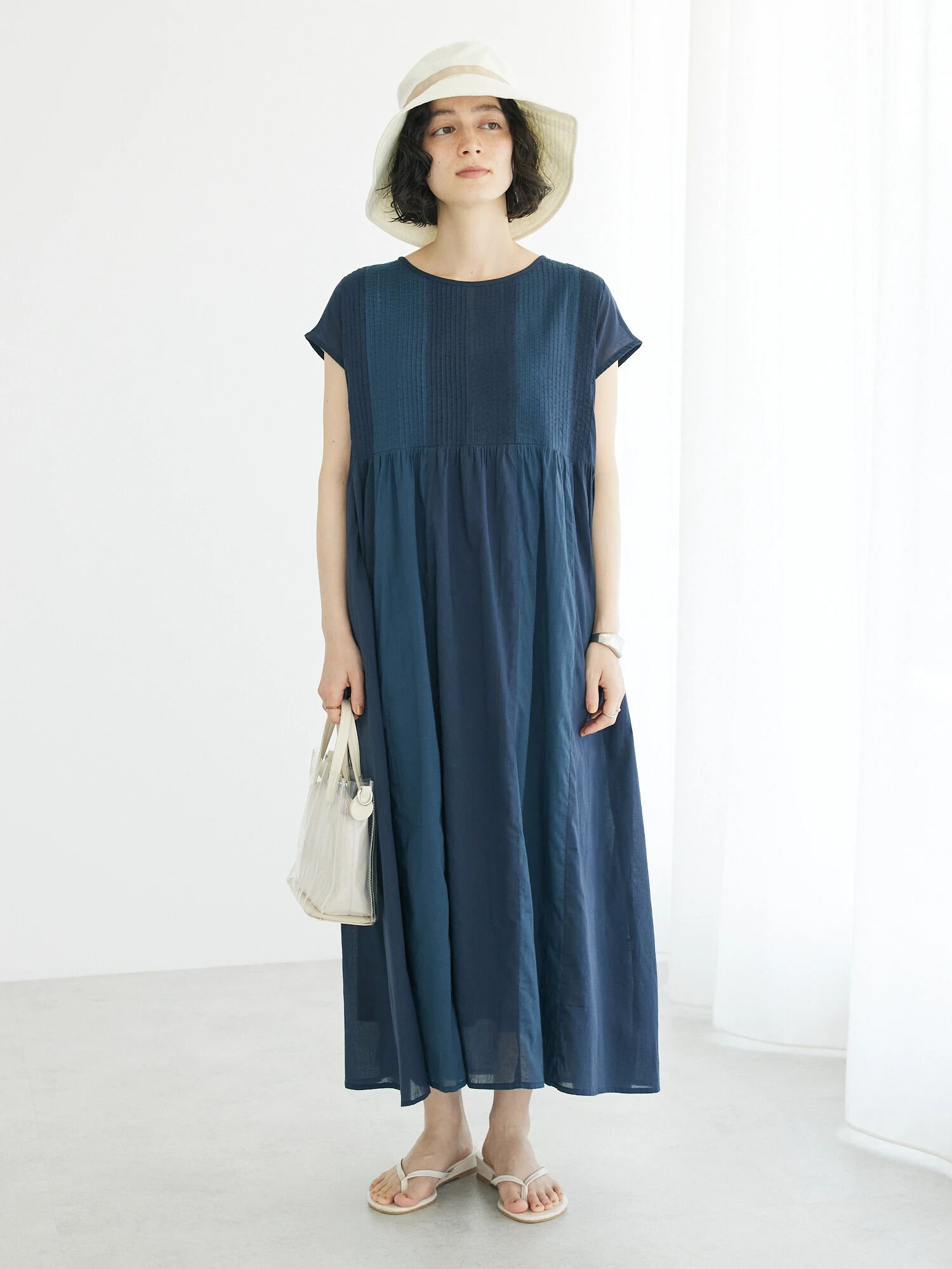 【今日のみセール】KAPITAL インディゴ パッチワーク ワンピース 30%OFF】tissu ティシュ パッチワーク レース スリット