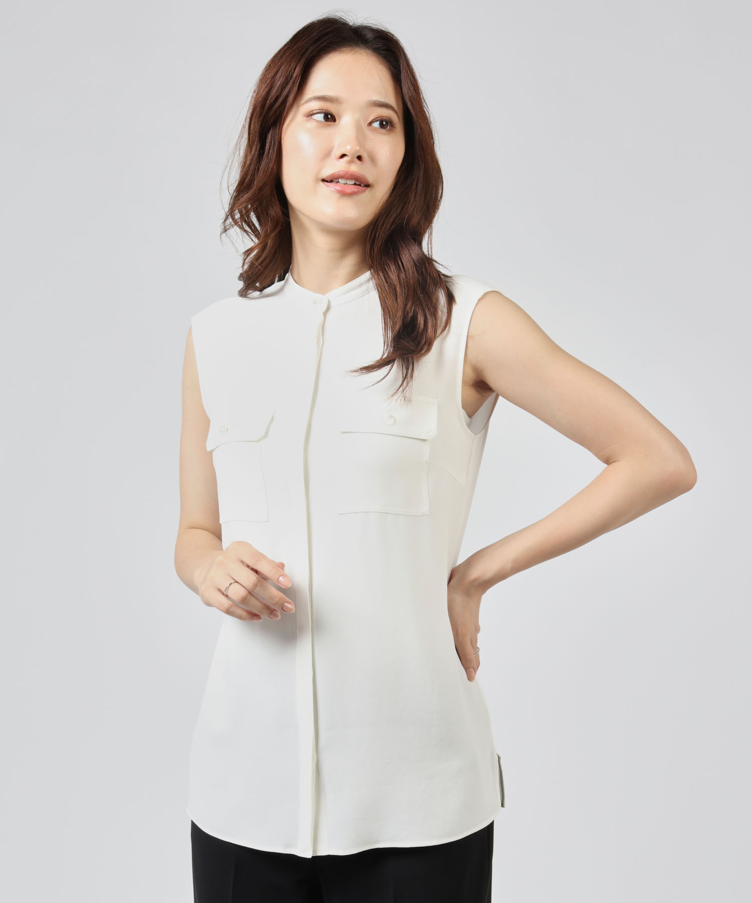 セール】ブラウス POWDER CREPE PKT POPOVER(505467054