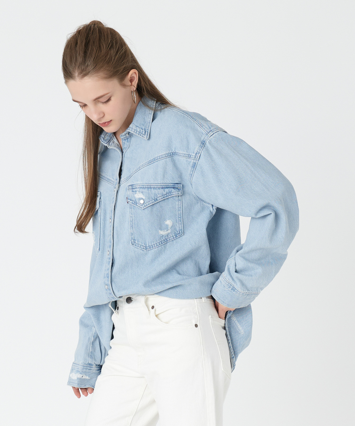 新品 リーバイス☆デニムシャツ ライトブルー M - メルカリ