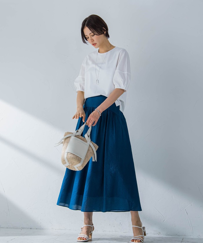 セール 40%OFF】ミラクルウェーブコットンローンスカート≪洗える