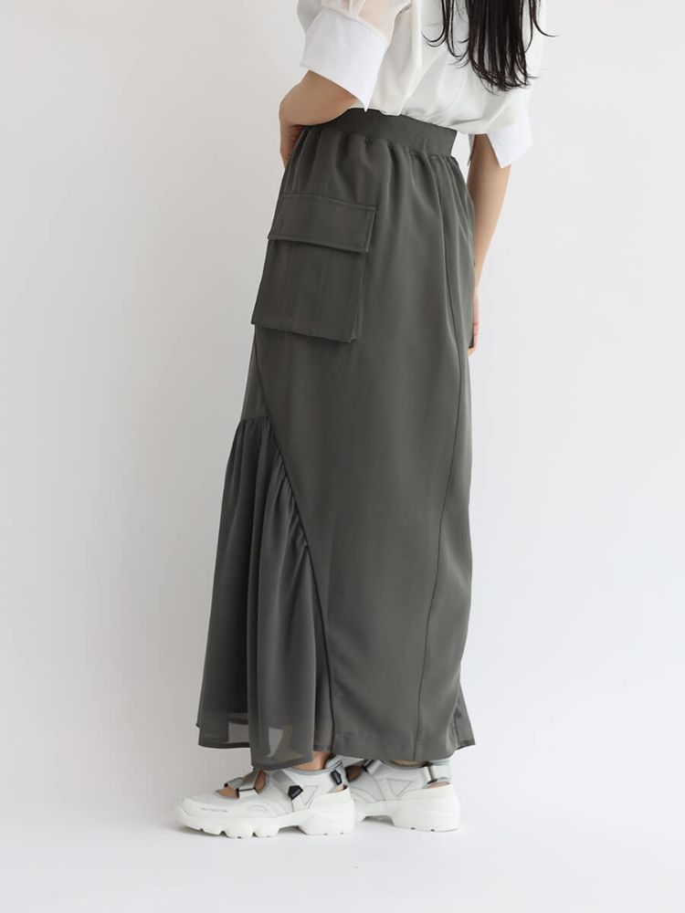 ほのママ　LASUD ラシュッド　切り替えシフォンスカート ラシュッド LASUD シフォン切り替えスカート(505405950