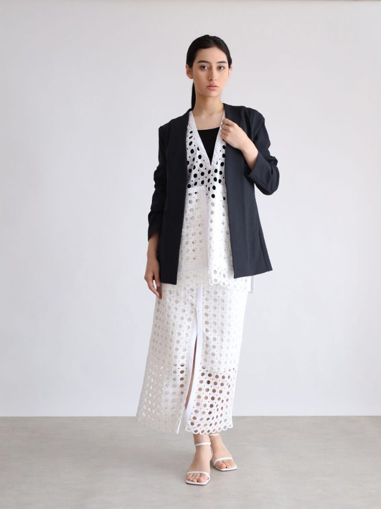 アーガ Aga レースデザインカットワークジレ（White color