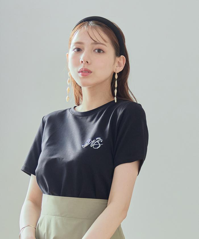 セール 40%OFF】パール付きロゴ刺繍Tシャツ(505410375) | ウィル