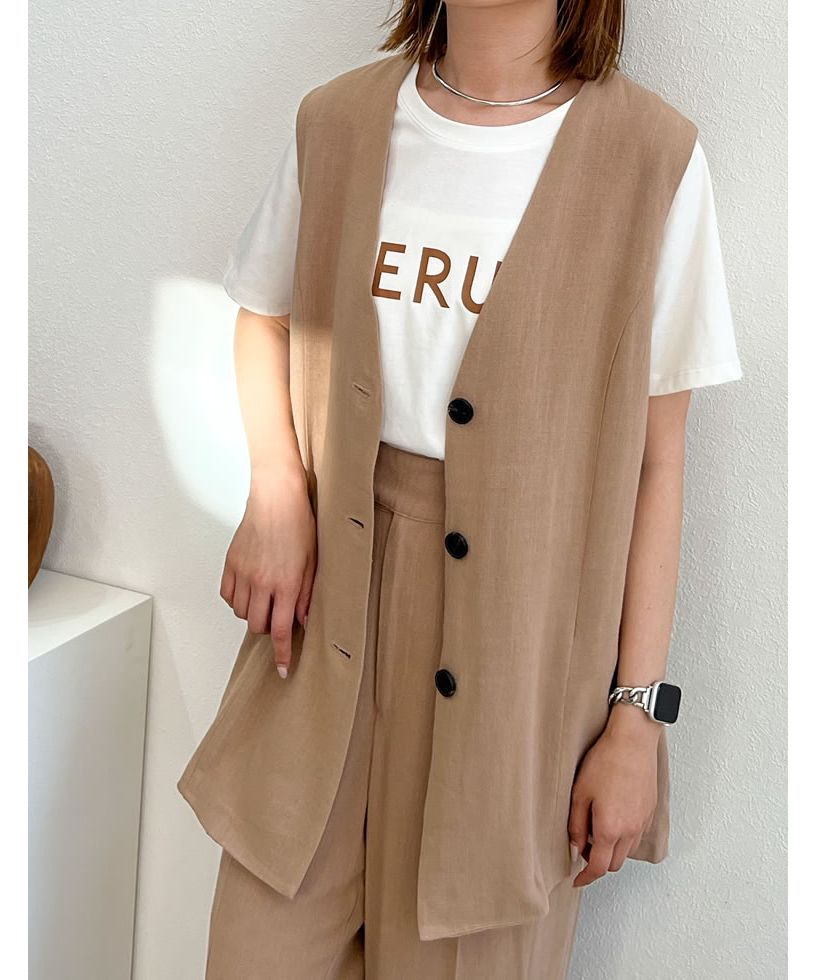 【美品】エレンディーク　アイボリー パフスリーブ ジャケット セール】puff sleeve no collar jacket / パフスリーブノー