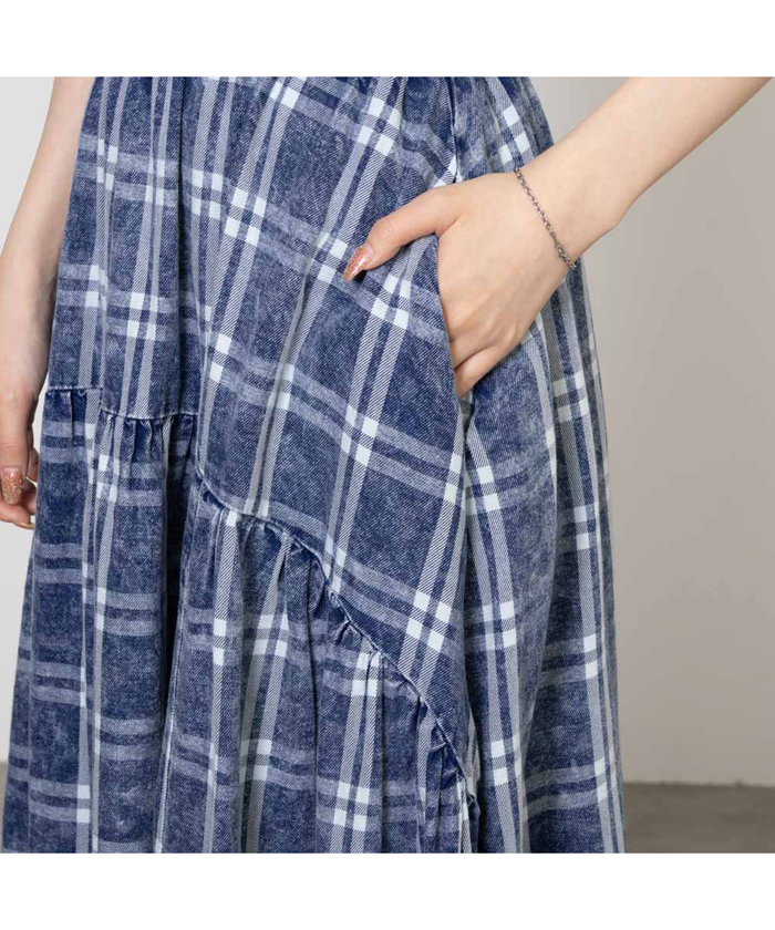150 Ralph Lauren チェックスカート　カーディガンのおまけ付き セール】 チェック コットン ドローストリング マキシスカート