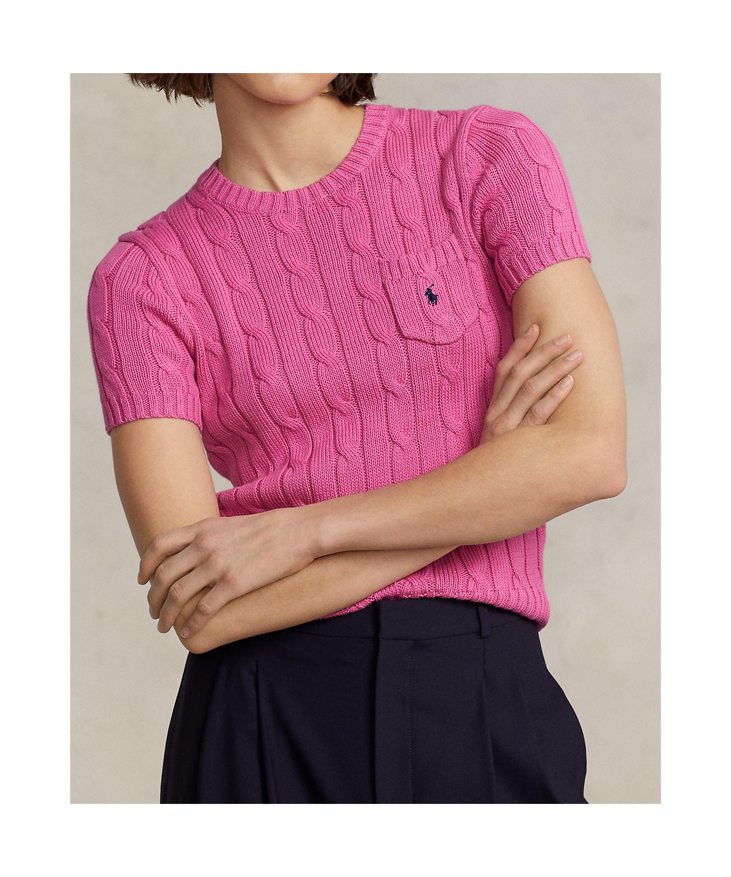 セール 30%OFF】ケーブルニット コットン ショートスリーブ セーター