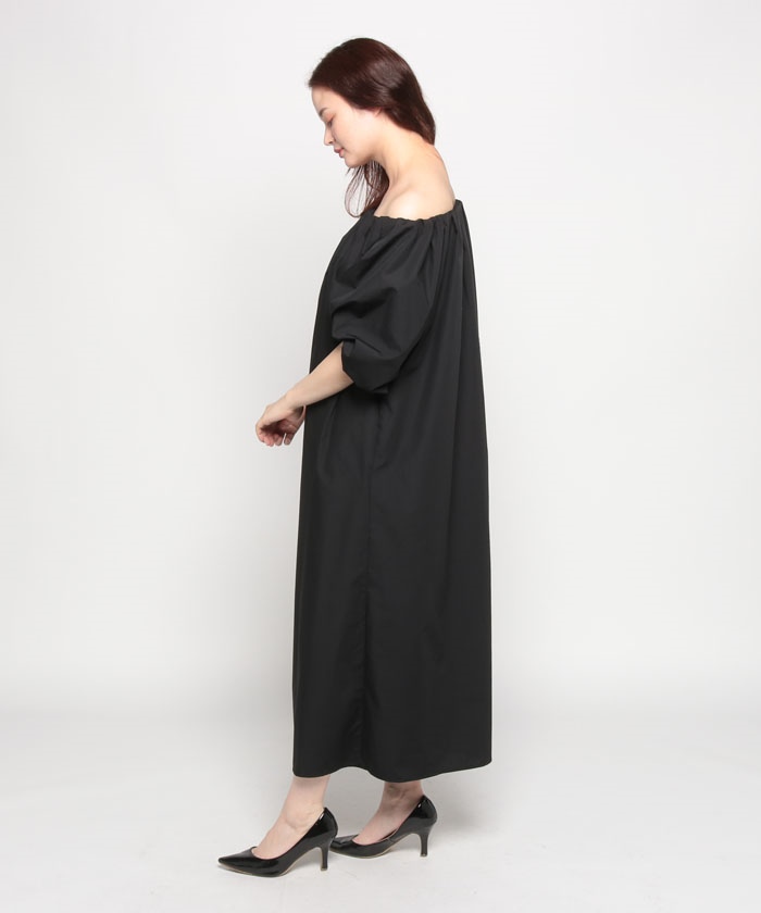 未使用品【Loungedress】ラウンジドレス　オフショルダーロングワンピース セール】【Loungedress】タイプライターオフショルワンピース