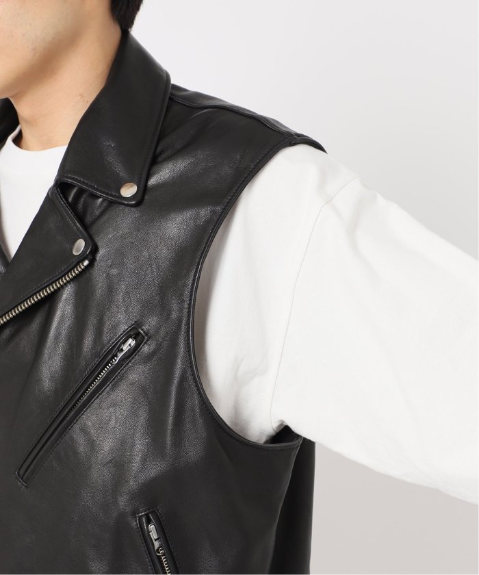 journal standard luxeブラックレザー ダブルライダースベスト ブラック レザー ライダースベスト（journal standard luxe