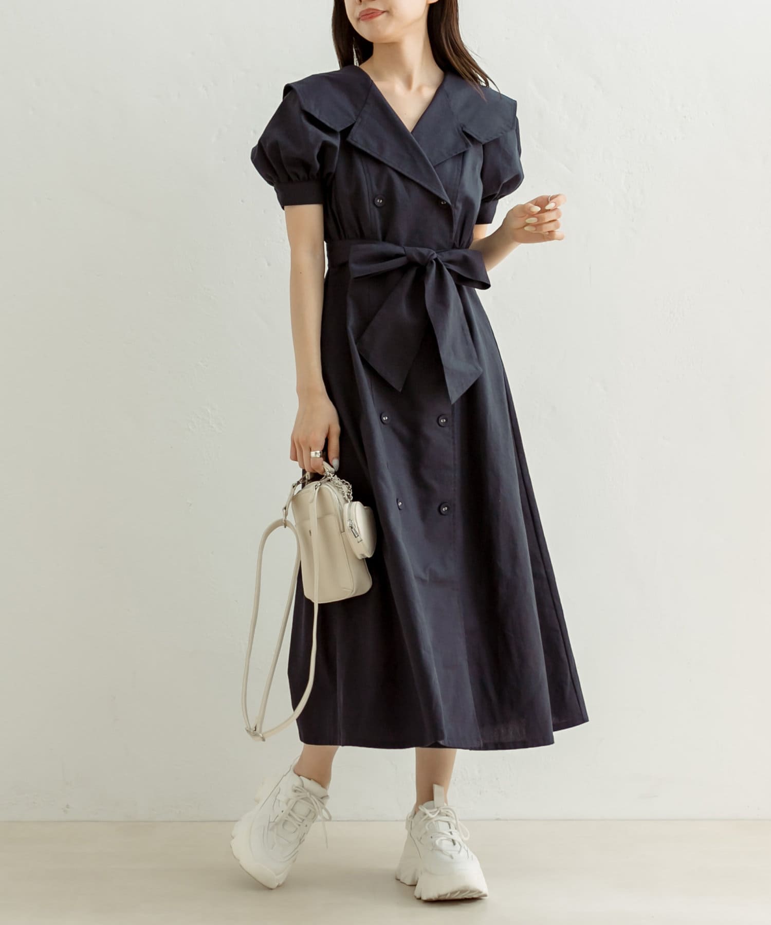 ODE(オッド)★ ディープスクエアワンピース オーディア ミューズ Audie a Muses シャツ風ドットワンピース