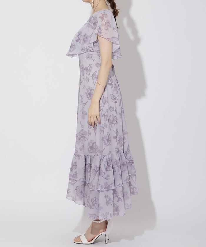 セール 50%OFF】ラインフラワー袖フリルワンピース(505413635