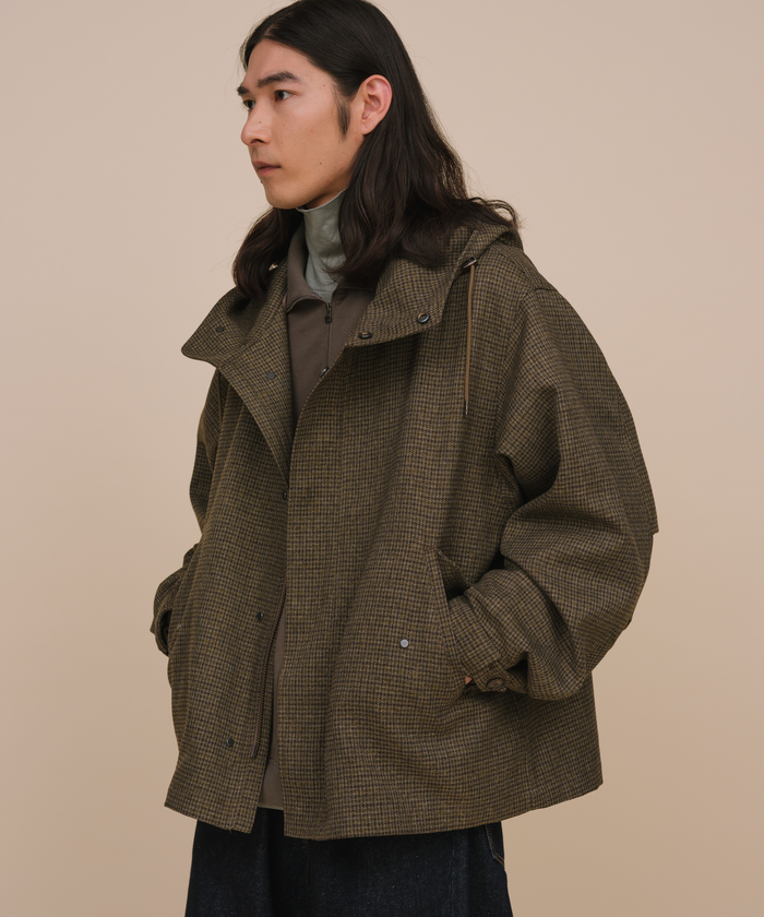 セール】【TECHTWEED】ショート フード オーバーサイズ ブルゾン