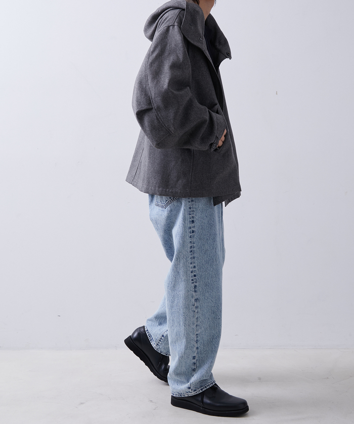 【TECHTWEED】オーバーショートコート ロングシーズン着用可能 グレー S ADAM ET ROPE'（アダムエロペ）の「【TECHTWEED】オーバー