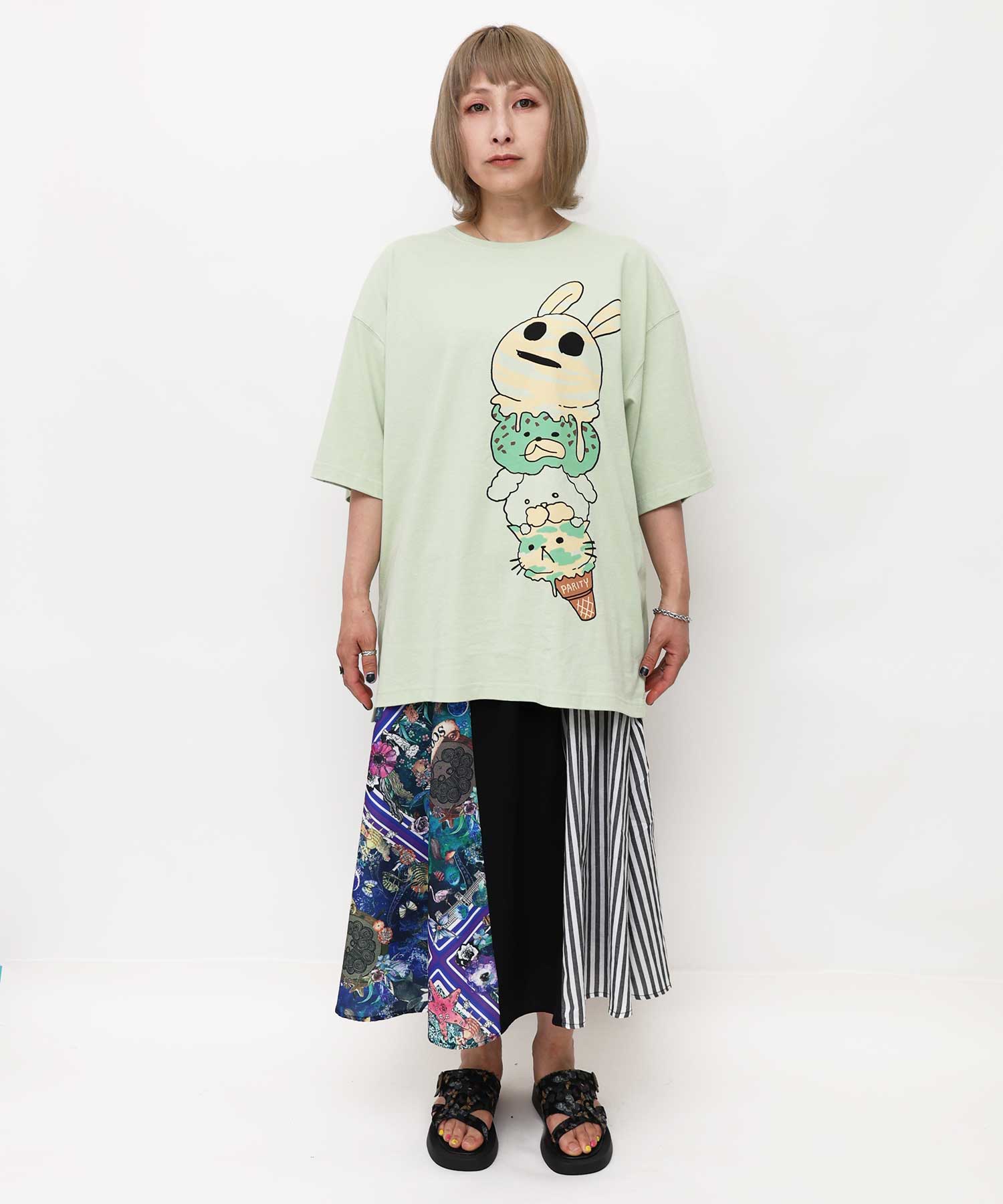 クーポン】【セール 30%OFF】深海×宇宙柄 異素材切替スカート クーポン】【セール 30%OFF】深海×宇宙柄 異素材切替スカート