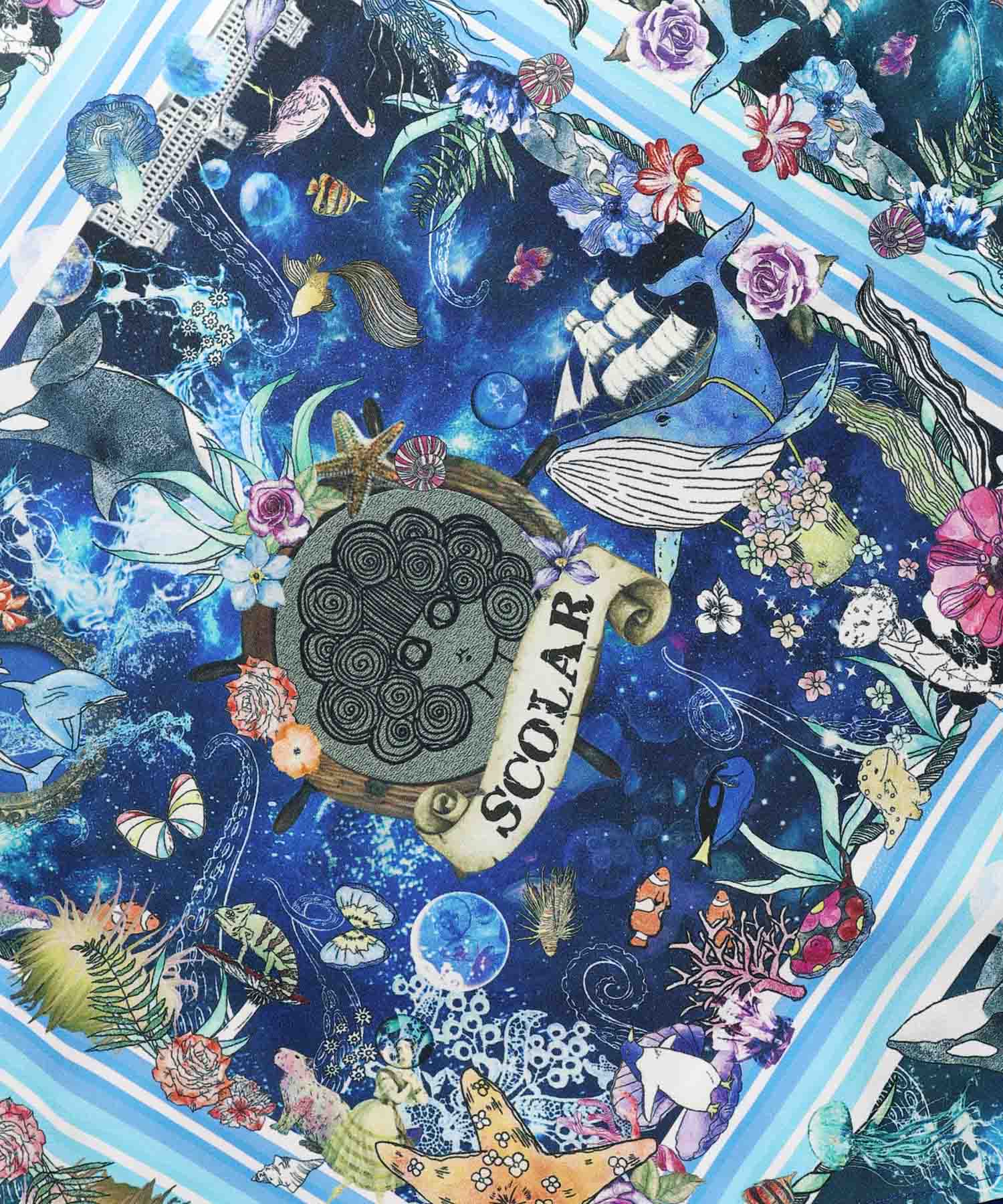スカラー☆ 深海×宇宙柄 異素材切替スカート☆ スカラー ScoLar 深海×宇宙柄 異素材切替スカート （ブルー
