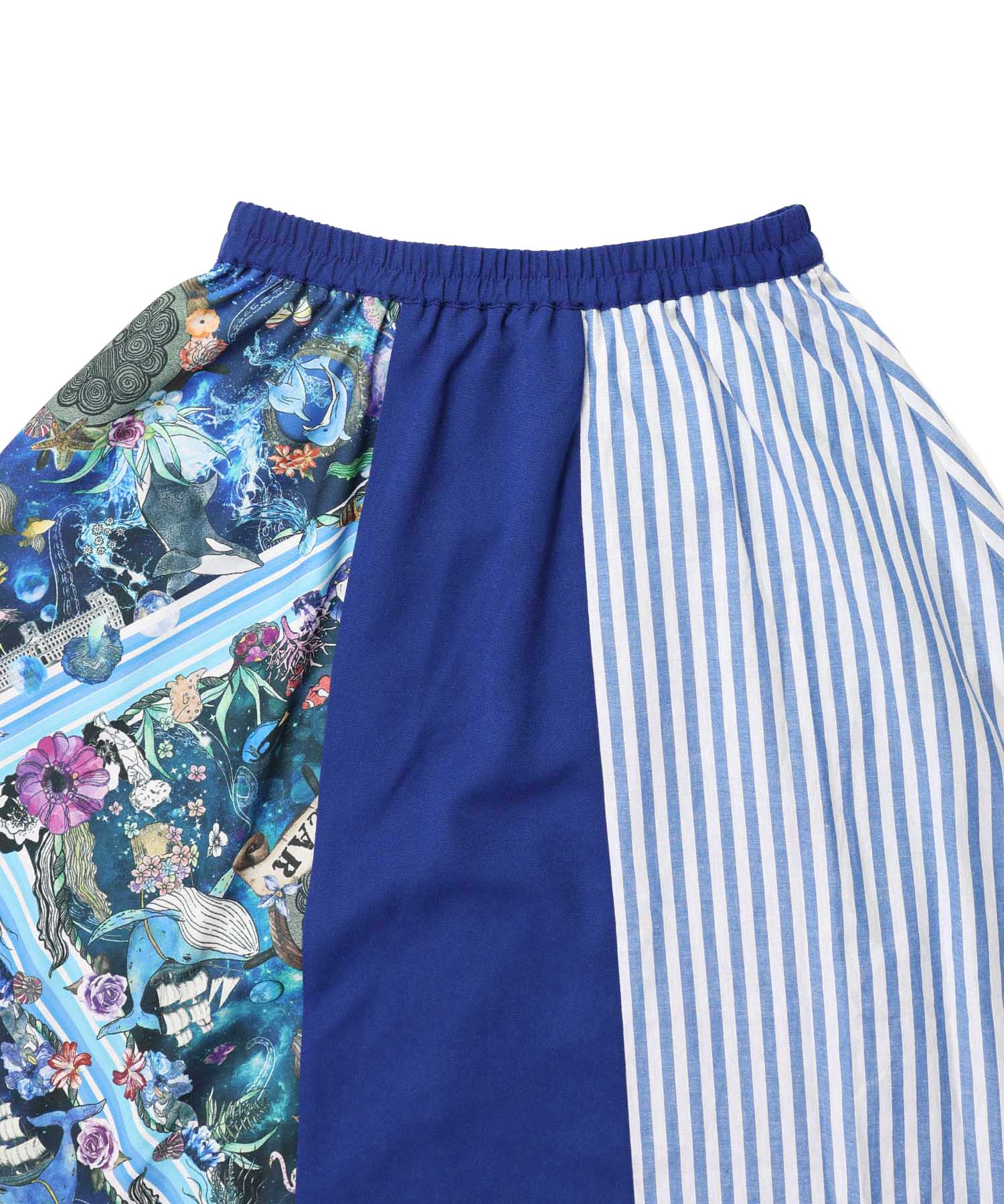 クーポン】【セール 30%OFF】深海×宇宙柄 異素材切替スカート