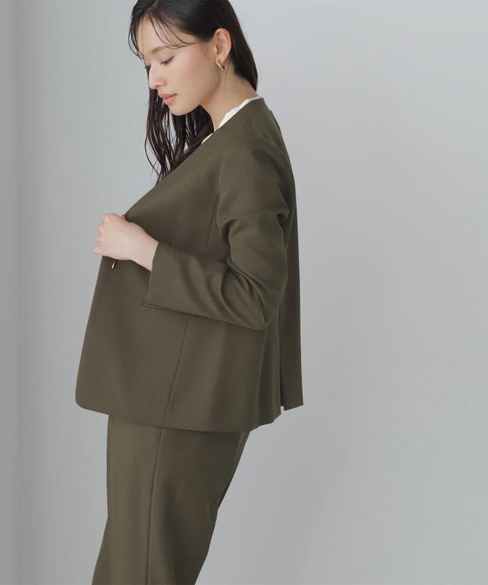 セール 30%OFF】<パウダーツイルセットアップ>ノーカラー セール 30%OFF】<パウダーツイルセットアップ>ノーカラー