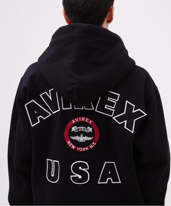VARSITY LOGO SWEAT ZIP UP PARKA /バーシティ ロゴ スウェット ジ