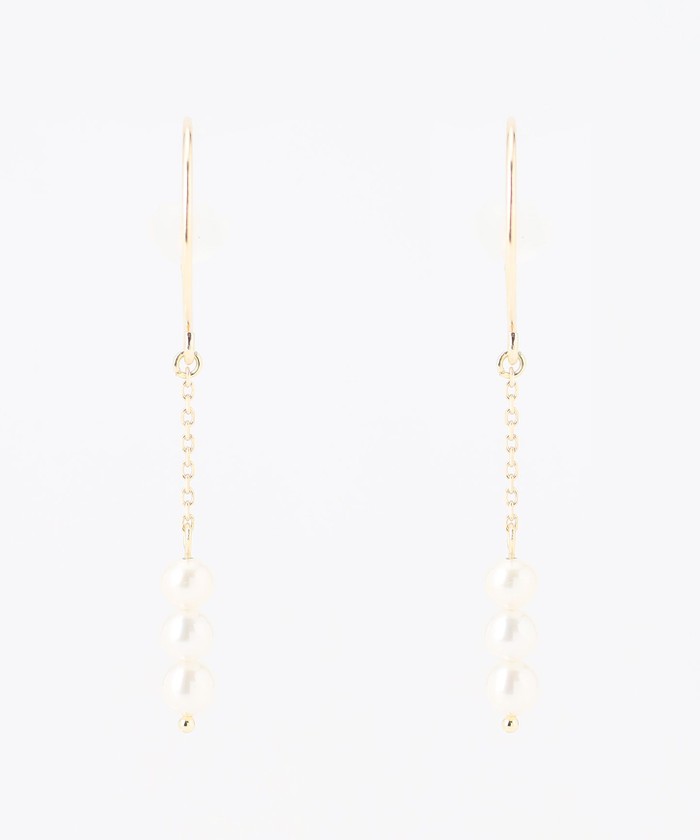 WEB限定】FRILL PEARL SWING PIERCED EARRINGS K10ゴールド 淡水パール