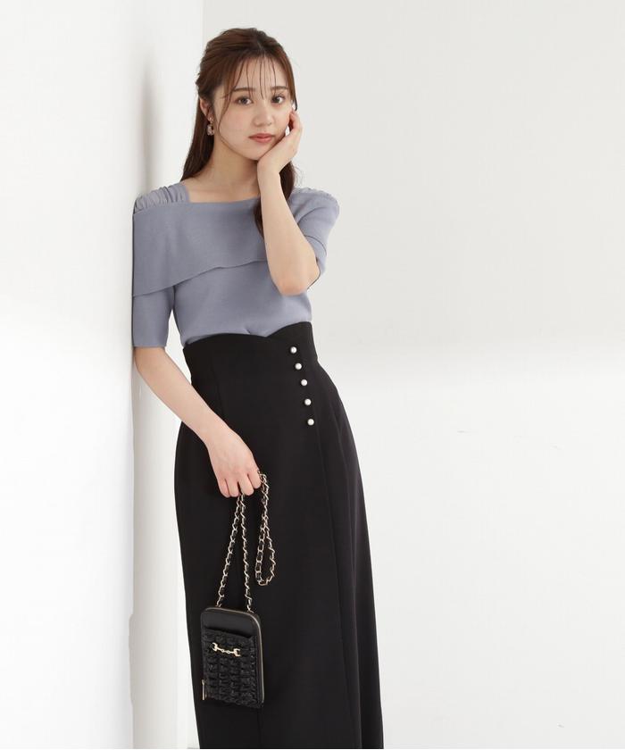 セール 50%OFF】ショルダーシフォンオフショルニット(505403167