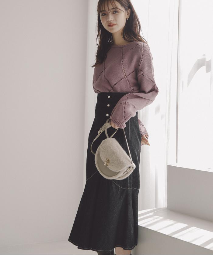 MSGM：イタリア製【ホワイトデニム／フリル＆フリンジ】バックジップスカート セール 50%OFF】アシメギャザーマーメイドデニムスカート